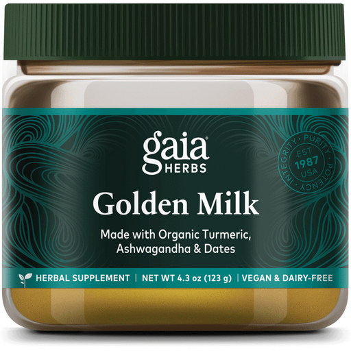 Gaia Herbs Golden Milk Powder, 4.3 oz, front of pouch