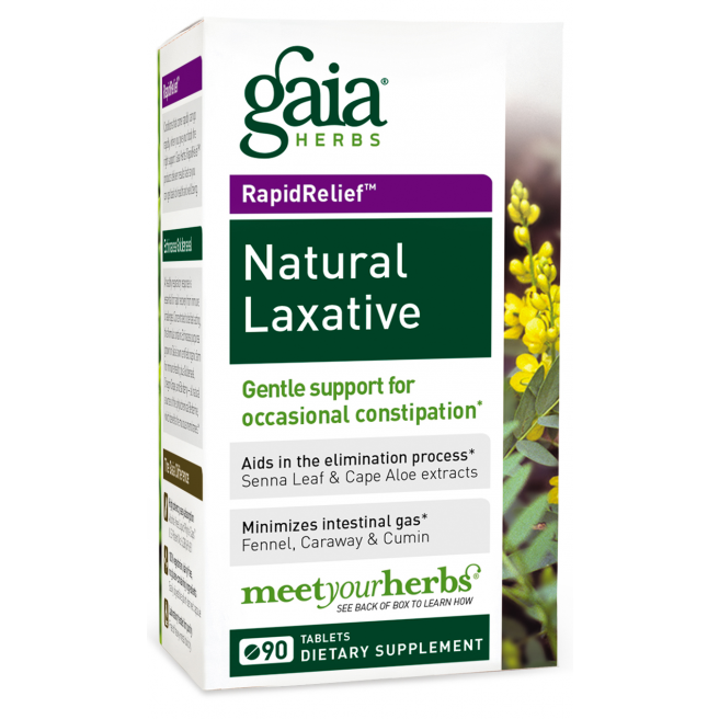 Gaia Herbs Natural Laxative, 90 tablets, front of bottle