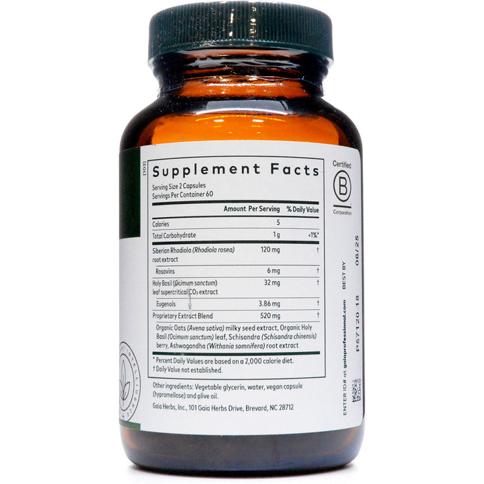 Gaia Herbs PRO Daytime HPA 120 liquid phyto-caps supplement facts label