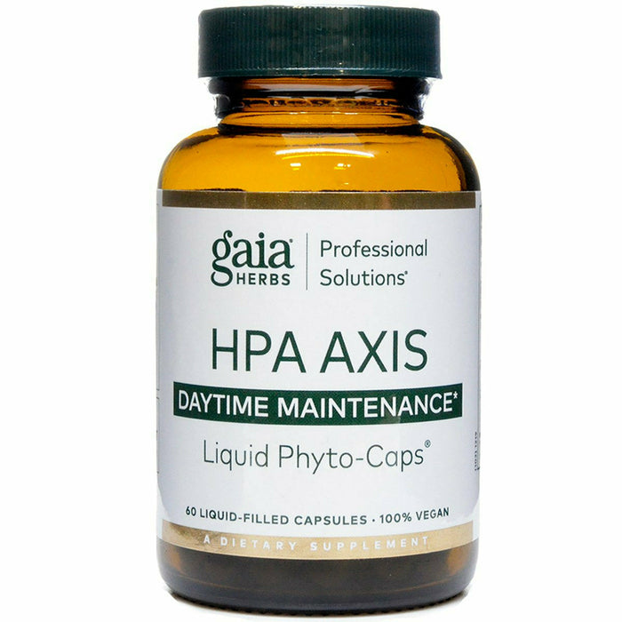 Gaia Herbs PRO Daytime HPA, 60 liquid phyto-caps, front of bottle, older packaging