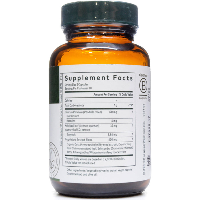 Gaia Herbs PRO Daytime HPA 60 liquid phyto-caps supplement facts label