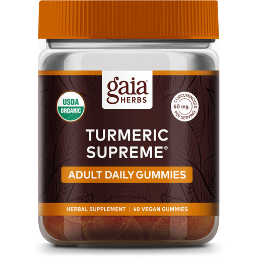 Gaia Herbs Turmeric Supreme Adult Daily Gummies, 40 gummies, front of bottle