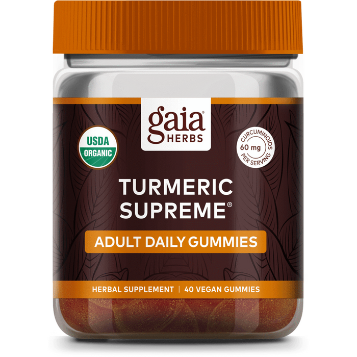 Gaia Herbs Turmeric Supreme Adult Daily Gummies, 40 gummies, front of bottle