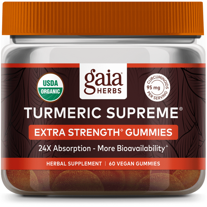 Gaia Herbs Turmeric Supreme Extra Strength Gummies, 60 gummies, front of bottle