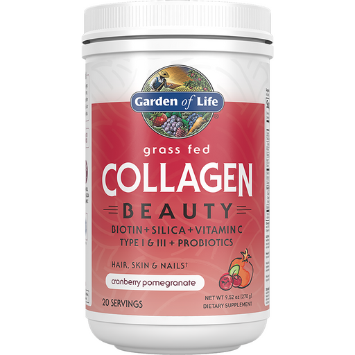 Garden of Life Collagen Beauty Cranberry Pomegranate, 20 servings, front of tub
