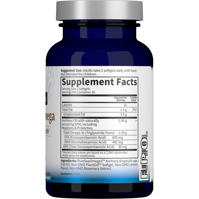 Garden of Life Dr. Formulated Advanced Omega Lemon 60 softgels supplement facts label