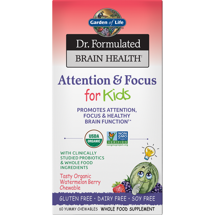 Garden of Life Dr. Formulated Attention & Focus for Kids, 60 tablets, front of box