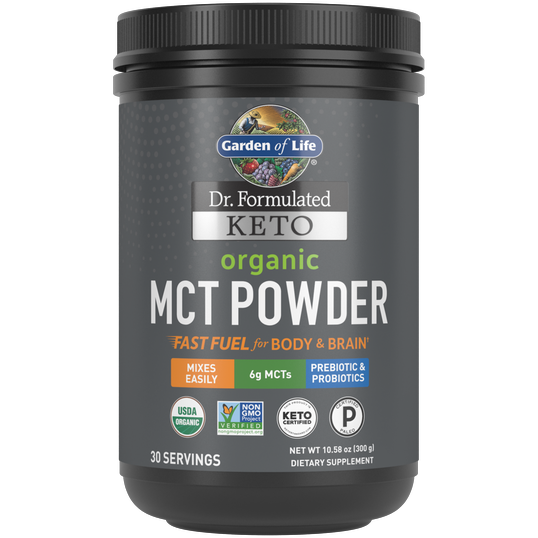 Garden of Life Dr. Formulated Keto Organic MCT Powder, 30 servings, front of tub