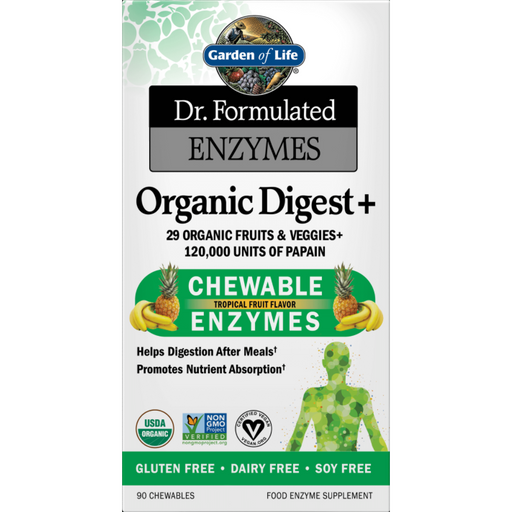 Garden of Life Dr. Formulated Organic Digest+, 90 chewables, front of box