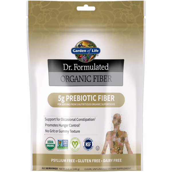 Garden of Life Dr. Formulated Organic Fiber Unflavored, 6.9 oz, front of bag