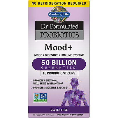 Garden of Life Dr. Formulated Probiotics Mood+ Shelf-Stable, 60 capsules, front of box