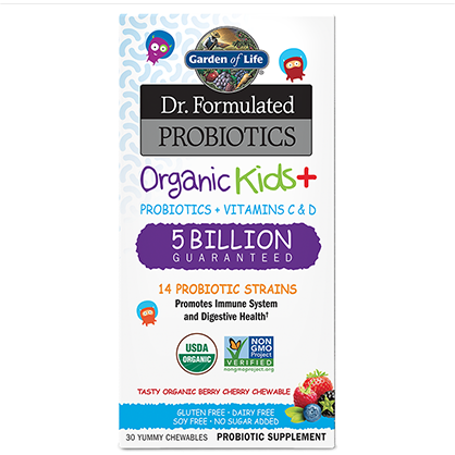 Garden of Life Dr. Formulated Probiotics Organic Kids+, 30 chewables, front of box