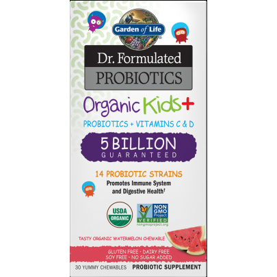 Garden of Life Dr. Formulated Probiotics Organic Kids+ Watermelon, 30 chewables, front of box