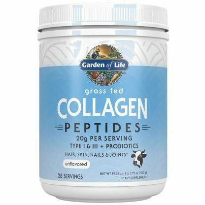 Garden of Life Grass Fed Collagen Peptides, 19.75 oz, front of tub