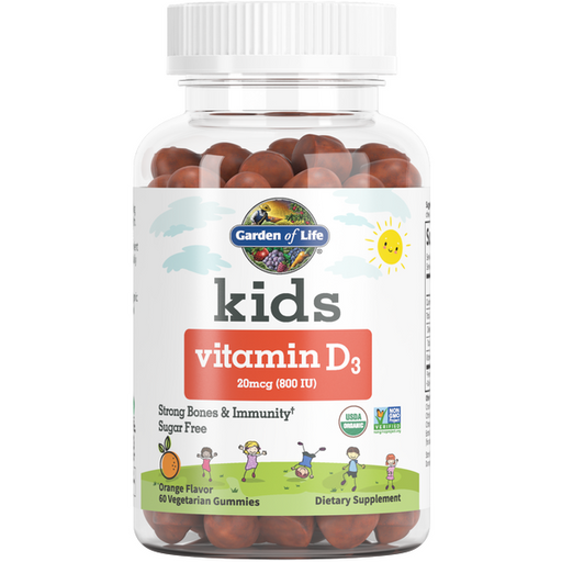 Garden of Life Kids Organic Vitamin D3 800 IU Gummies, 60 gummies, front of bottle
