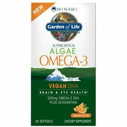 Garden of Life Minami Algae Omega-3 Vegan DHA, 60 softgels, front of box