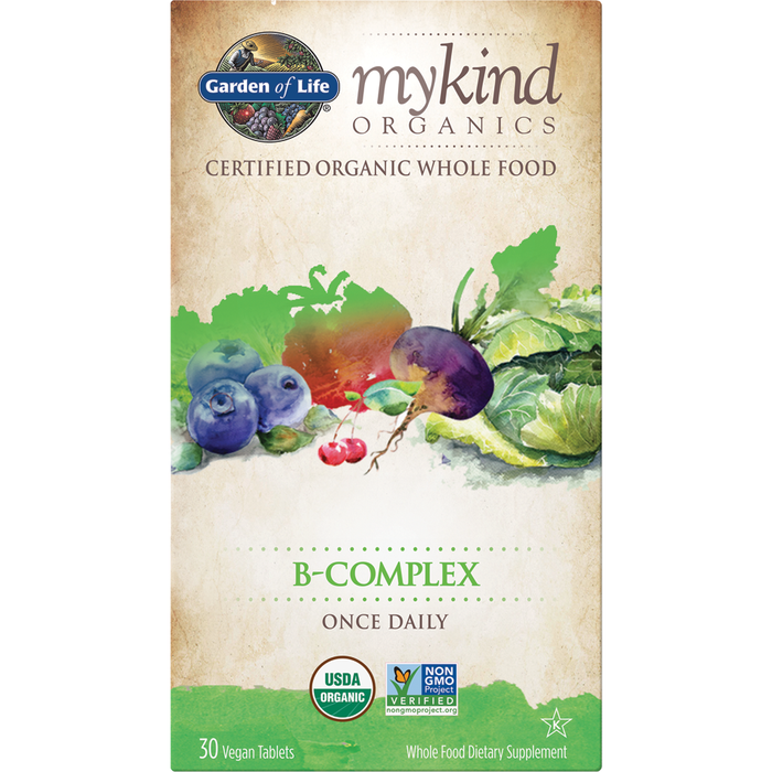 Garden of Life mykind Organics B-Complex, 30 tablets, front of box