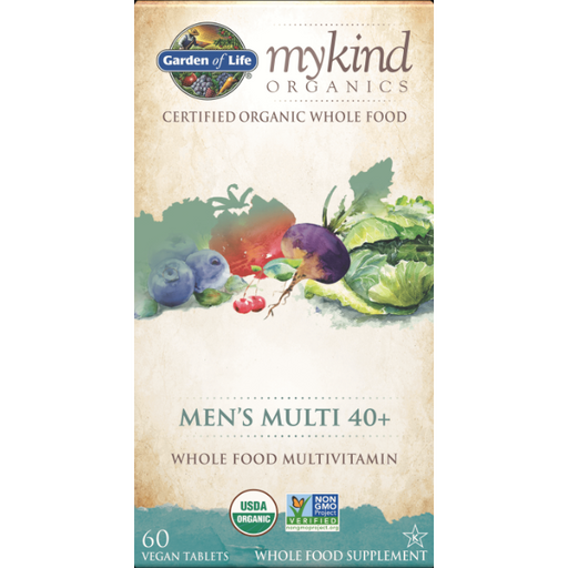 Garden of Life mykind Organics Men's Multi 40+, 60 tablets, front of box