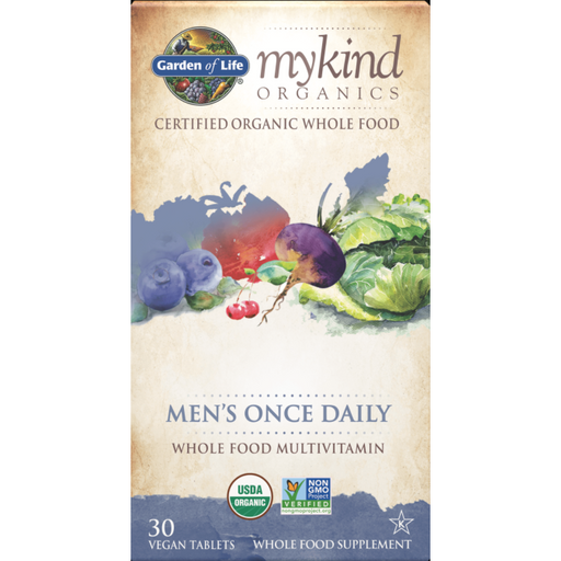 Garden of Life mykind Organics Men's Once Daily, 30 tablets, front of box