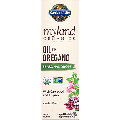 Garden of Life mykind Organics Oil of Oregano, 1 fl oz, front of box