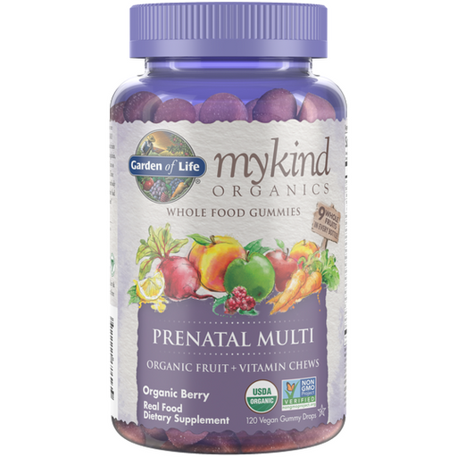 Garden of Life mykind Organics Prenatal Multi Berry Gummies, 120 gummies, front of bottle