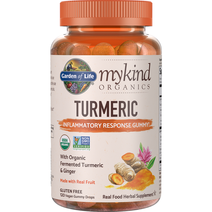 Garden of Life mykind Organics Turmeric Gummies, 120 gummies, front of bottle