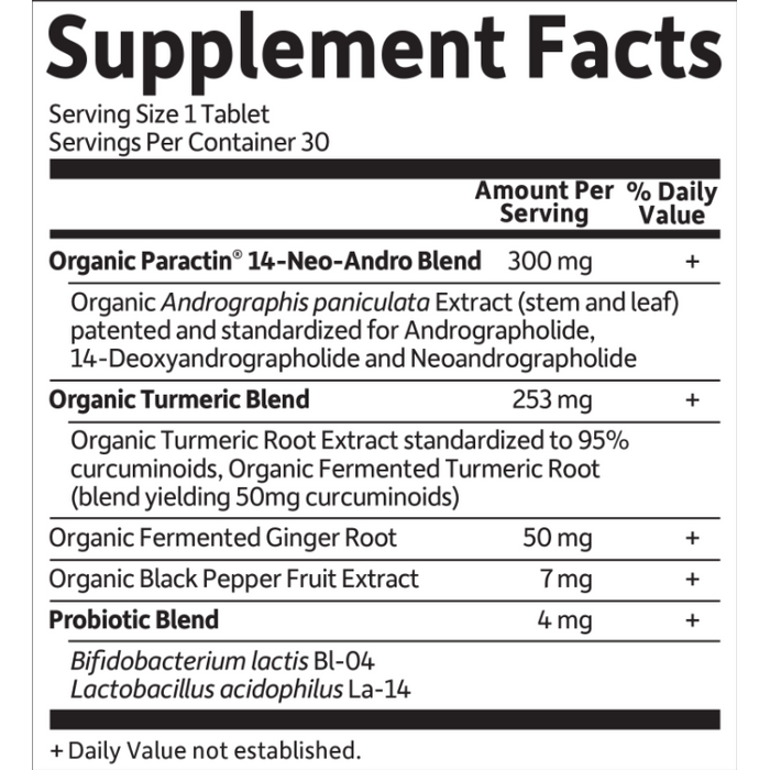 Garden of Life mykind Organics Turmeric Pain Relief 30 tablets supplement facts label