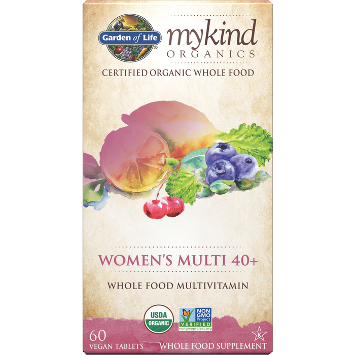 Garden of Life mykind Organics Women's Multi 40+, 60 tablets, front of box