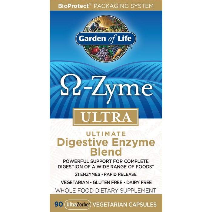 Garden of Life Omega-Zyme Ultra, 90 capsules, front of box