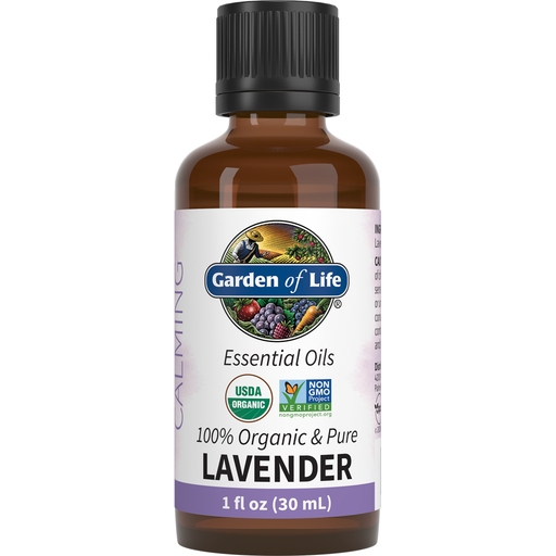 Garden of Life Organic Lavender Essential Oil, 1 fl oz, front of bottle