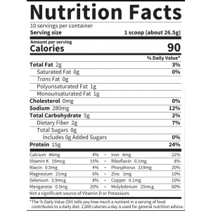 Garden of Life Organic Plant Protein Vanilla 10 servings nutrition facts label