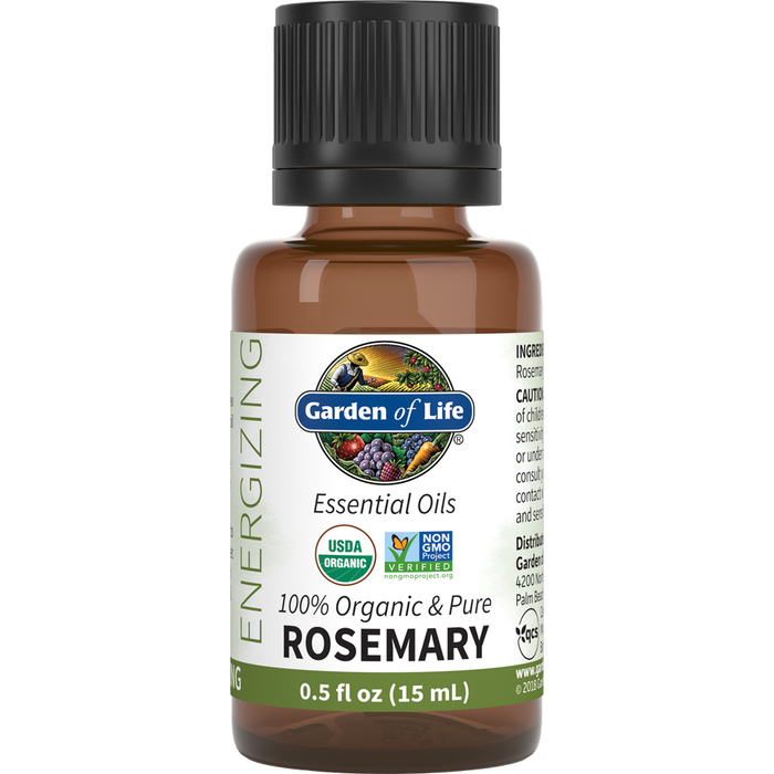 Garden of Life Organic Rosemary Essential Oil, 0.5 fl oz, front of bottle