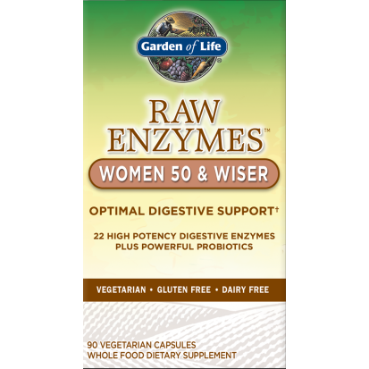 Garden of Life RAW Enzymes Women 50 & Wiser, 90 veg capsules, front of box