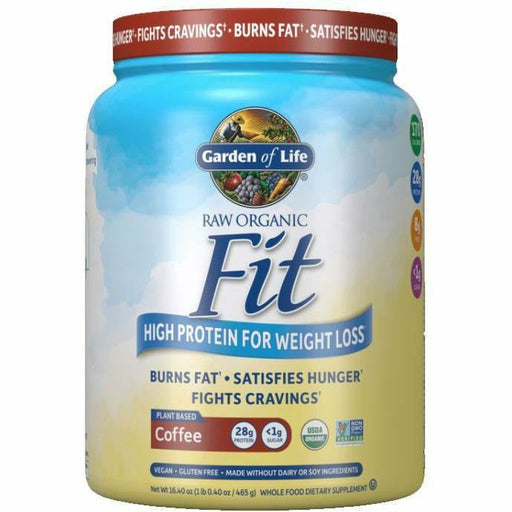 Garden of Life RAW Organic Fit Protein Coffee, 10 servings, front of tub