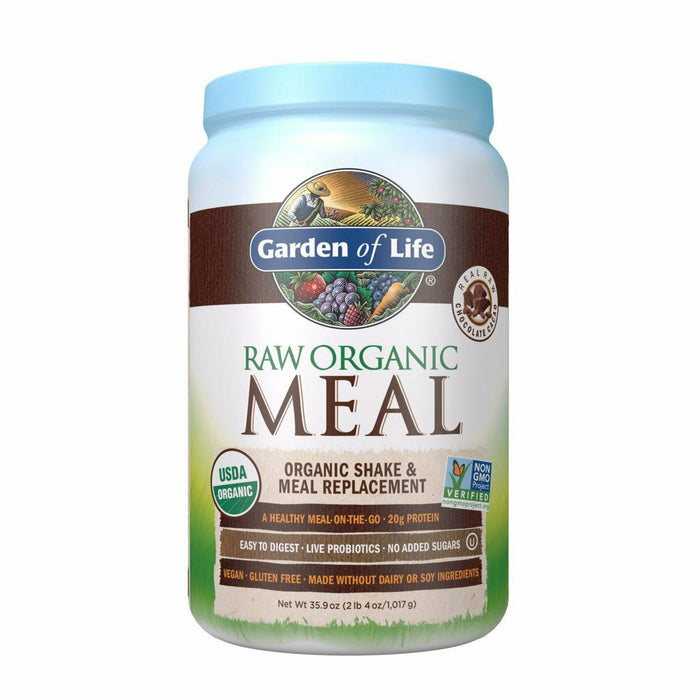 Garden of Life RAW Organic Meal Chocolate, 28 servings, front of tub