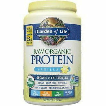 Garden of Life RAW Organic Protein Vanilla, 20 servings, front of tub