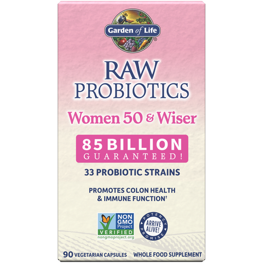 Garden of Life RAW Probiotics Women 50 & Wiser, 90 veg capsules, front of box