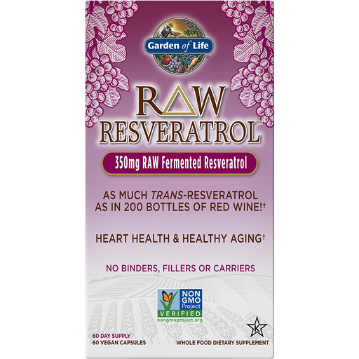 Garden of Life RAW Resveratrol, 60 veg capsules, front of box