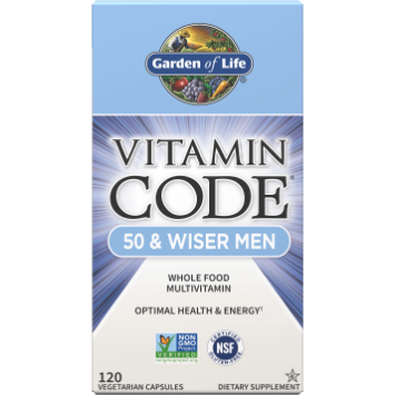 Garden of Life Vitamin Code 50 & Wiser Men, 120 veg capsules, front of box