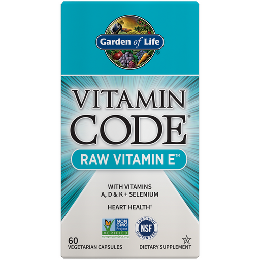Garden of Life Vitamin Code RAW Vitamin E, 60 veg capsules, front of box
