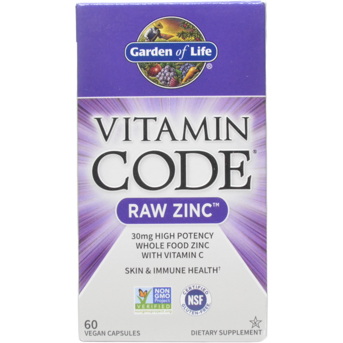 Garden of Life Vitamin Code RAW Zinc, 60 veg capsules, front of box