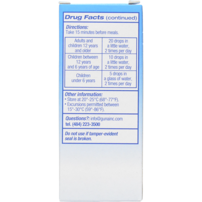 Guna Anti IL 1 1 fl oz drug facts label, second view