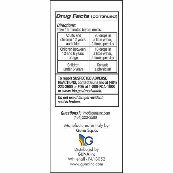 Guna Deep Cleanse Oral Drops 1 fl oz drug facts label, third view
