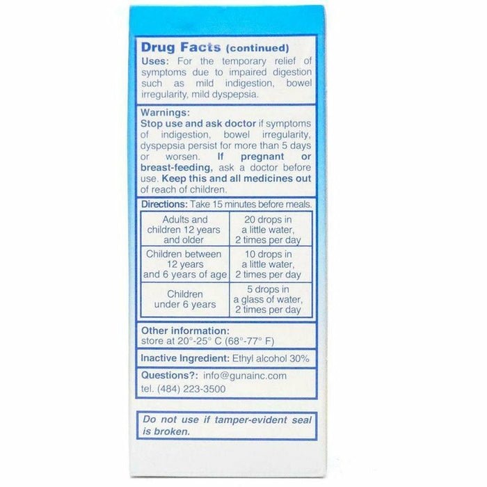 Guna Digest 30 mL drug facts label