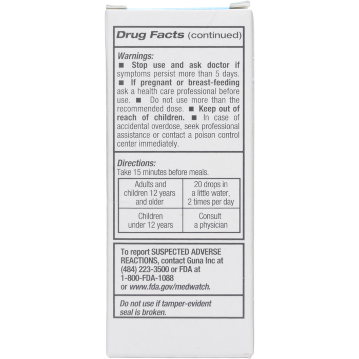 Guna Female Balance 30 mL drug facts label, second view
