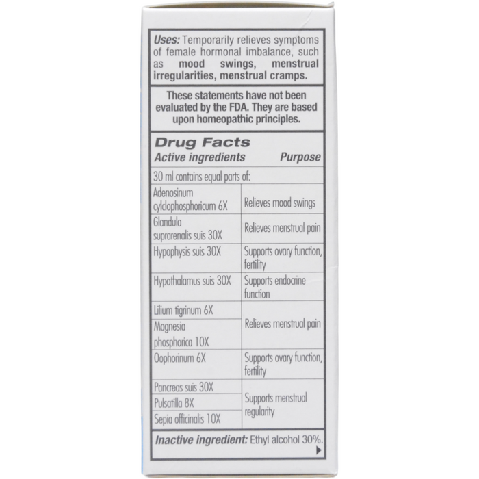 Guna Female Balance 30 mL drug facts label