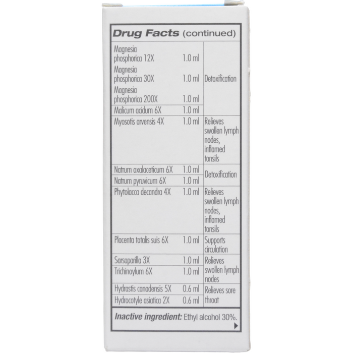 Guna Lympho Detox 30 mL drug facts label, second view