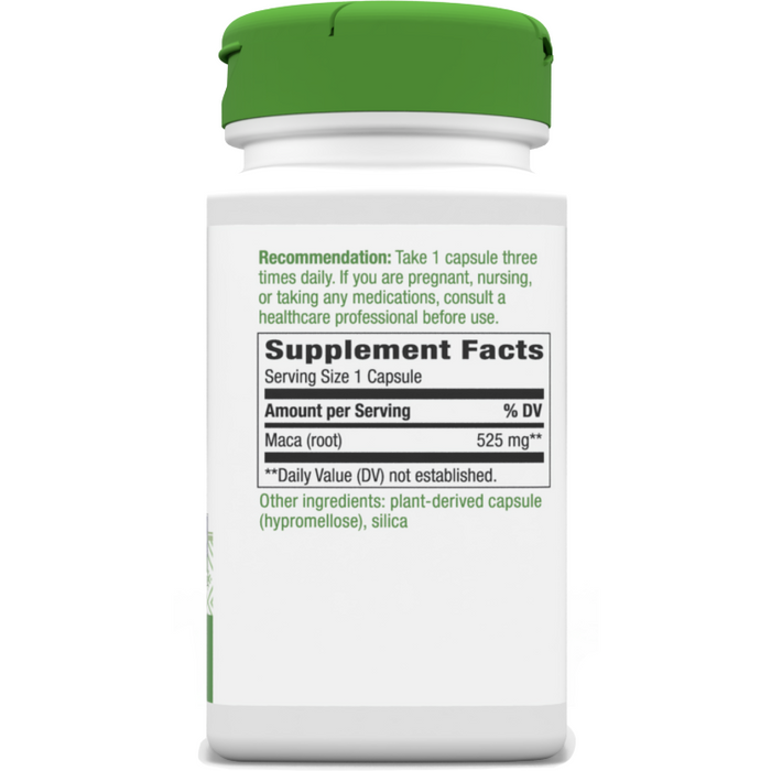 Maca Root 525 mg 100 caps by Nature's Way Supplement Facts Label