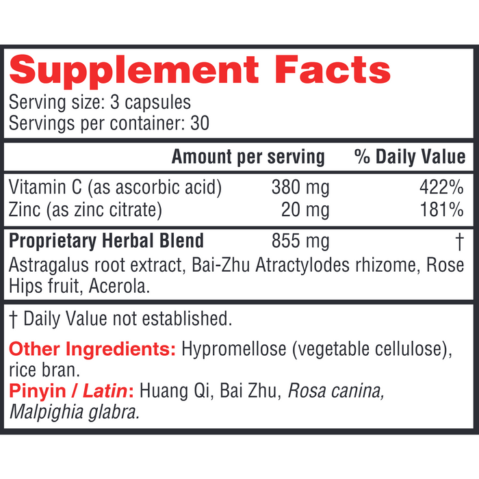Health Concerns Astra C 90 capsules supplement facts label