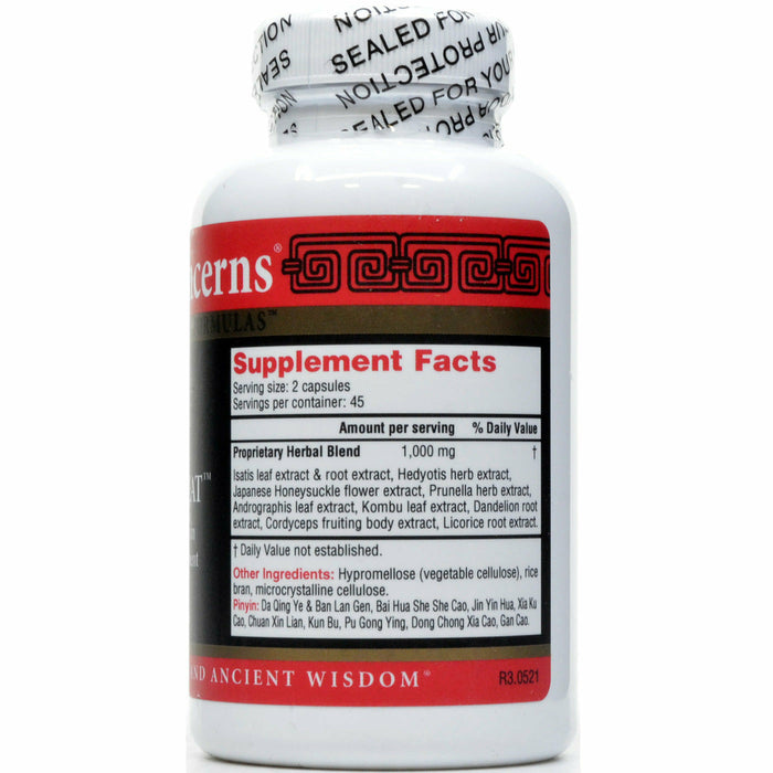Health Concerns Clear Heat 90 capsules supplement facts label